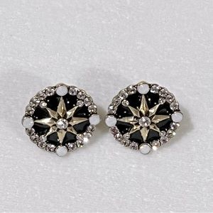 Heidi Daus 🆕 “Mystic Magic” Black enamel & clear crystals pierced Earrings